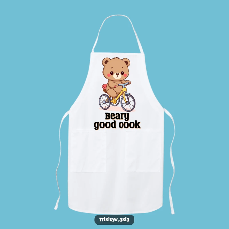 Funny Bear Cub Trishaw Apron - Chef Cub, Kitchen Fun & Protection