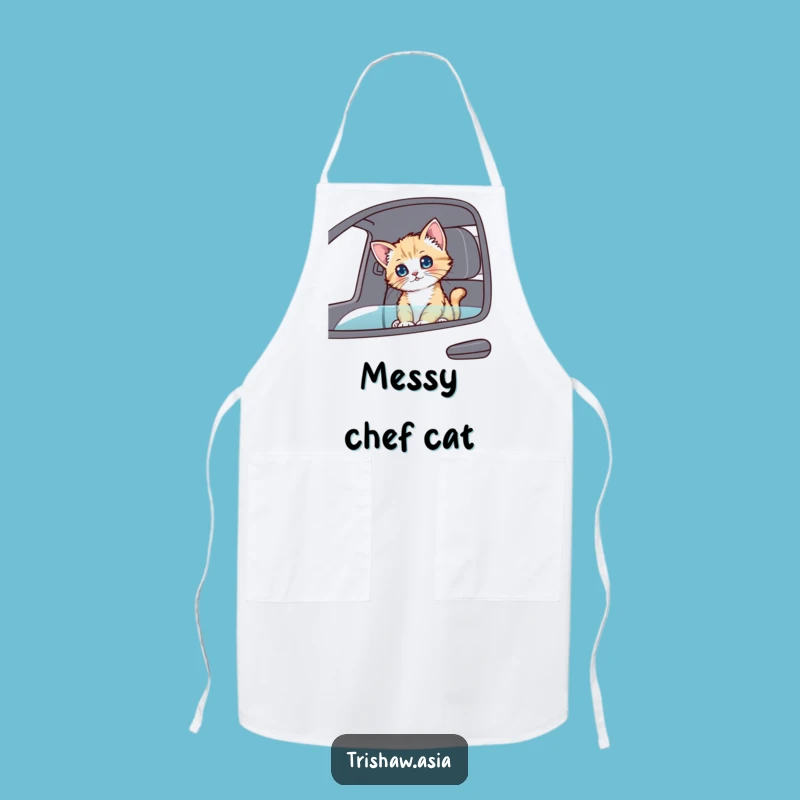 Funny Curious Kitten Passenger Apron - Chef Kitten, Kitchen Fun & Protection