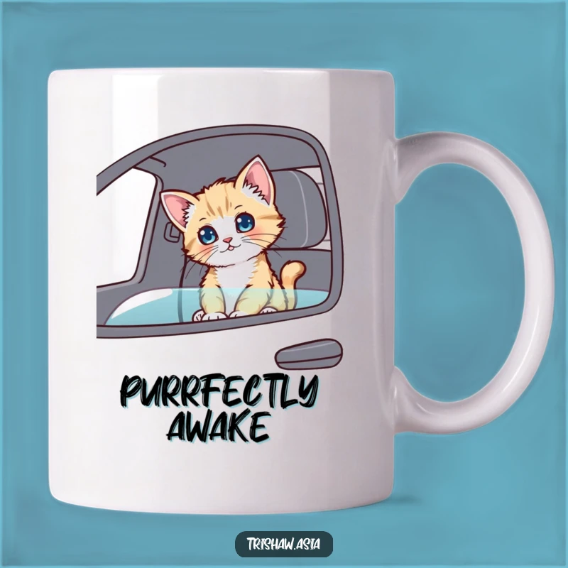 Funny Curious Kitten Passenger Mug - Adorable Rider, Perfect Gift