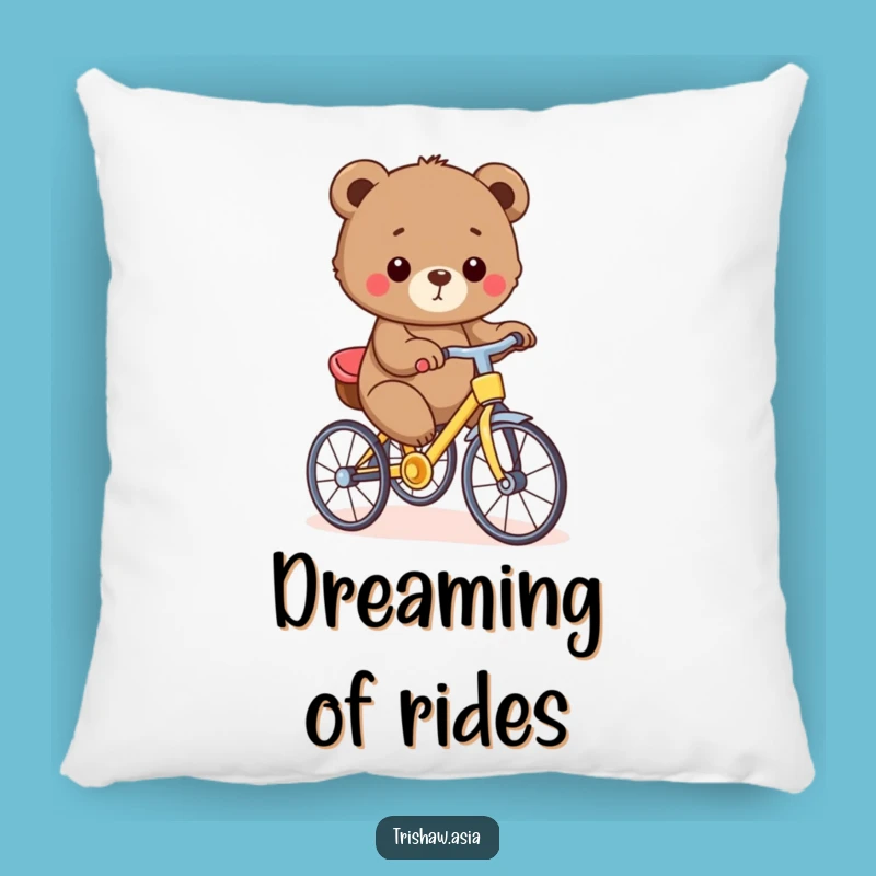 Funny Bear Cub Trishaw Pillow - Soft Rider, Cozy Decorative Accent