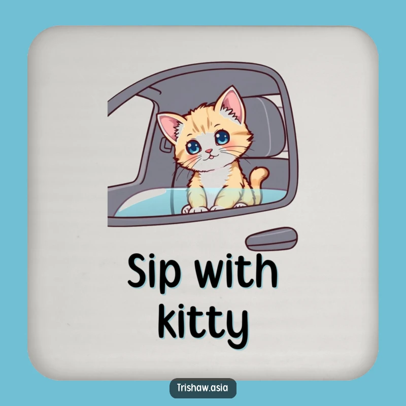 Funny Curious Kitten Passenger Coasters - Set of Cute Kittens, Protect Surfaces