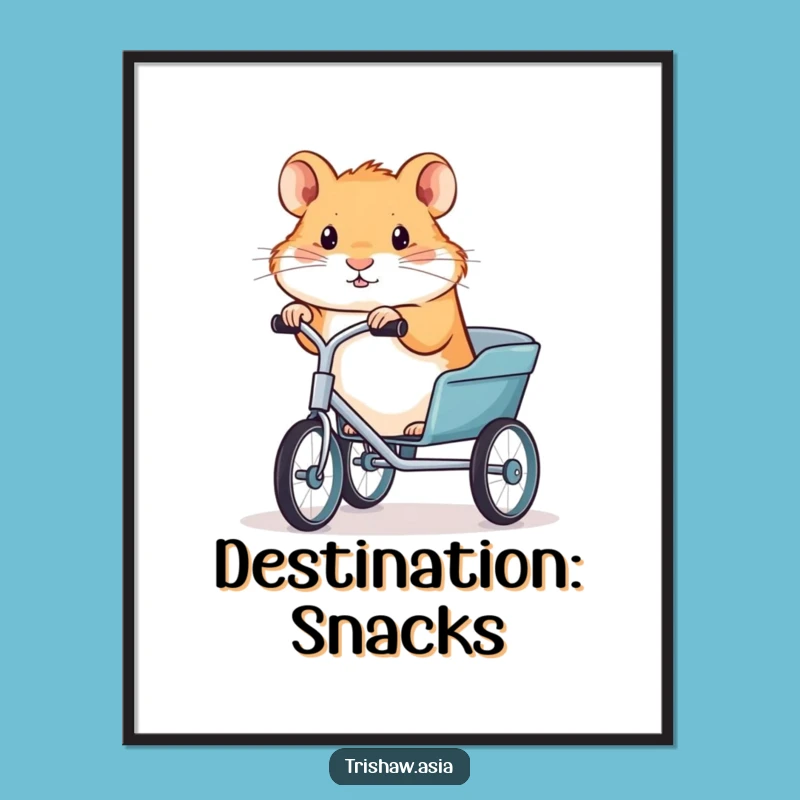 Funny Hamster Trishaw Poster: Decorate Your Space with This Hilarious Animal Art Print