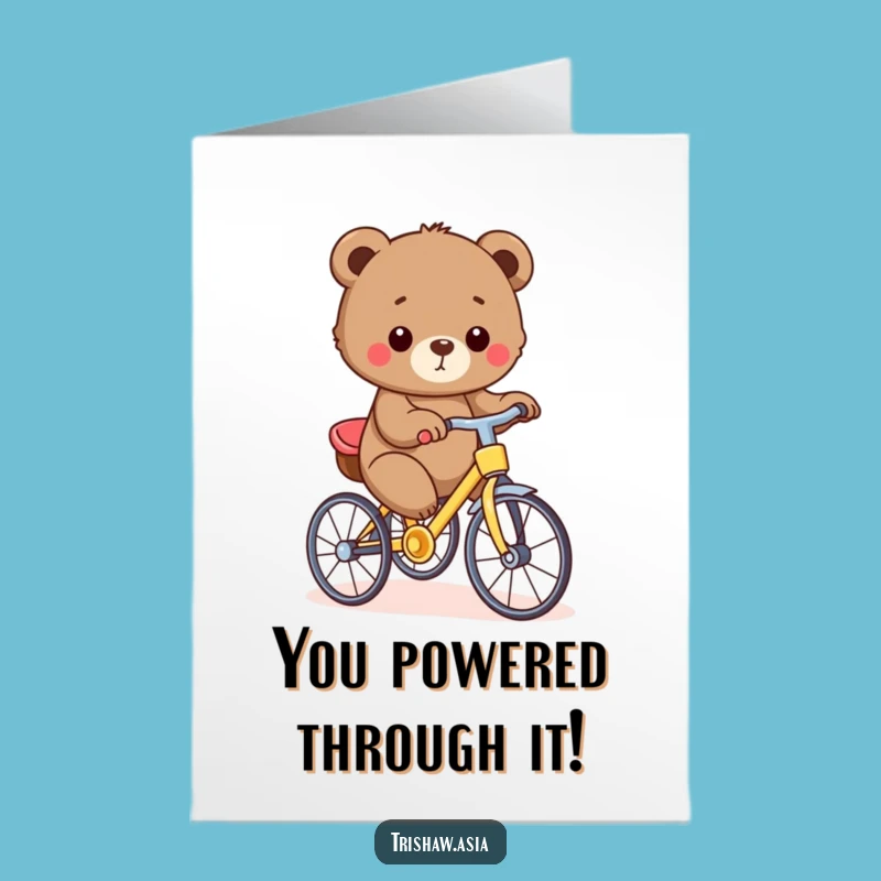 Free Printable Congratulations Card: Bear Cub's Trishaw Ride Celebrates Victorious Achievements