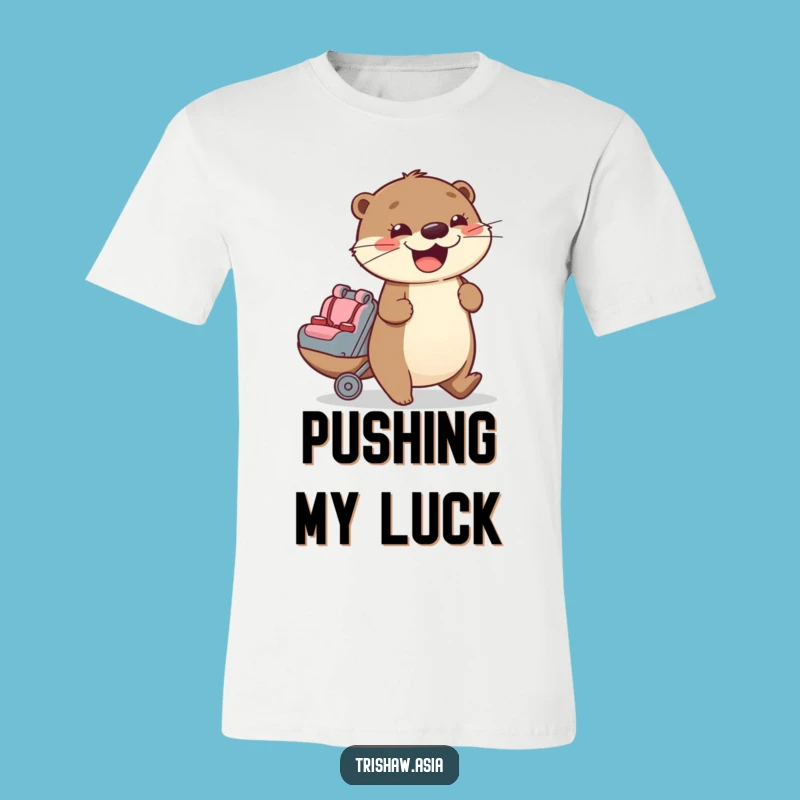 Funny Otter Passenger Seat T-Shirt - Eager Helper, Casual Fun Wear